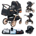 Kinderwagen 3-in-1 met gecombineerde mand en autostoel, opvouwbare constructie, katoen, voor pasgeborenen en peuters 5
