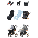 Kinderwagen 3-in-1 met gecombineerde mand en autostoel, opvouwbare constructie, katoen, voor pasgeborenen en peuters 6