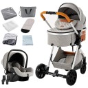 Kinderwagen 3-in-1 met hoge terreinafstemming en opvouwen met één hand, katoen, combinatie van wieg en autostoel voor reizen 5