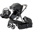 Kinderwagen 3 in 1 mit abnehmbarer Wanne und Sportsitz, robuster Rahmen, faltbar für Neugeborene und Kleinkinder 7