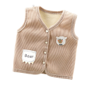Kinderweste mit Futter Herbst- und Winterwarme Jacke für Jungen und Mädchen Samt Weste mit Knöpfen und Tasche mit Bärenstickerei und Bild eines Teddybären 13
