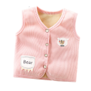 Kinderweste mit Futter Herbst- und Winterwarme Jacke für Jungen und Mädchen Samt Weste mit Knöpfen und Tasche mit Bärenstickerei und Bild eines Teddybären 3