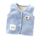 Kinderweste mit Futter Herbst- und Winterwarme Jacke für Jungen und Mädchen Samt Weste mit Knöpfen und Tasche mit Bärenstickerei und Bild eines Teddybären 1
