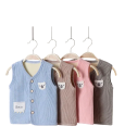Kinderweste mit Futter Herbst- und Winterwarme Jacke für Jungen und Mädchen Samt Weste mit Knöpfen und Tasche mit Bärenstickerei und Bild eines Teddybären 8