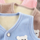 Kinderweste mit Futter Herbst- und Winterwarme Jacke für Jungen und Mädchen Samt Weste mit Knöpfen und Tasche mit Bärenstickerei und Bild eines Teddybären 10
