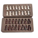 Kinesisk skak 28 x 28 cm imitation af gamle figurer harpiks skakbrikker læder foldbart skakbræt historisk strategispil 1