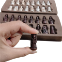 Kinesisk skak 28 x 28 cm imitation af gamle figurer harpiks skakbrikker læder foldbart skakbræt historisk strategispil 3