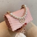 Kis női crossbody táska flapper Gyöngy fül Lánc a vállon Díszes szív kövekkel Steppelt PU bőr 19,5 x 12 x 8,5 cm 10