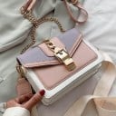 Kis női crossbody táska klappal Arany csattal lánccal Keskeny láncos pánt és széles textil pánt PU bőr 20 x 15 x 7 cm A városba 5