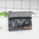 Kis női kozmetikai tárca apróságoknak két cipzárral Virágmintás Finom kockás felső rész Pamut és poliészter 12 x 9 cm 3