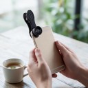 Kit d'objectifs pour mobile 10 en 1 Fish Eye 198° Grand angle 0,63x Macro 15x Téléobjectif 2x et 6 filtres Avec clip Noir pour iOS et Android 9