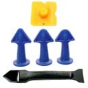 Kit de aplicación y alisado de silicona 5 piezas Boquillas 6.5R 10R 13R Espátula de plástico Removedor de sellador Herramientas 3
