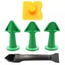 Kit de aplicación y alisado de silicona 5 piezas Boquillas 6.5R 10R 13R Espátula de plástico Removedor de sellador Herramientas 4