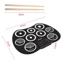 Kit de batería electrónica 9 pads interfaz MIDI tambor enrollado a mano kit portátil con pedales baquetas soporte para juegos DTX 41x31x2.5 cm 4