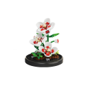 Kit de construction fleur sous cloche 85×93 mm Fleur blanche avec détails rouges 127 pièces Modèle décoratif avec pétales délicats et structure 1