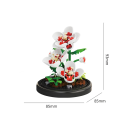 Kit de construction fleur sous cloche 85×93 mm Fleur blanche avec détails rouges 127 pièces Modèle décoratif avec pétales délicats et structure 2