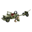 Kit de construction jeep militaire avec remorque 25,5 cm 143 pièces Voiture militaire avec canon et figurine de soldat Modèle de la Seconde Guerre mondiale Kit militaire 2