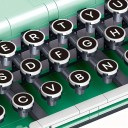 Kit de construction machine à écrire verte 820 pièces 21,7 x 13,2 x 7,3 cm Réplique mécanique Décoration rétro Modèle de collection Puzzle créatif 3