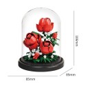 Kit de construction micro design rose rouge 85 x 85 x 106 mm 151 pièces Modèle floral en pot dans une boîte transparente Décoration intérieure 2
