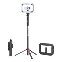 Kit de luz LED con jaula para teléfono y trípode de 1,8 m Temperatura ajustable 2500–8500 K Batería 8000 mAh 20 W CRI 96+ Negro Para vlogs 1