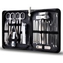 Kit de manucure et de pédicure Outils multifonctionnels pour les ongles des mains et des pieds Kit de coupe-ongles, lime, cuillère auriculaire, ciseaux, pince à épiler Ensemble d'outils dans un étui en cuir 30 pièces 1
