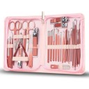 Kit de manucure et de pédicure Outils multifonctionnels pour les ongles des mains et des pieds Kit de coupe-ongles, lime, cuillère auriculaire, ciseaux, pince à épiler Ensemble d'outils dans un étui en cuir 30 pièces 2
