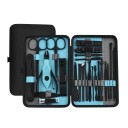 Kit de manucure et pédicure dans une pochette en cuir noir Ensemble d'outils pour le soin des ongles des pieds, des mains et du visage Pince, lime, ciseaux à ongles, pince à épiler, cuillère auriculaire Kit de voyage pour ongles en acier inoxydable 25 pièces 3