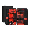 Kit de manucure et pédicure dans une pochette en cuir noir Ensemble d'outils pour le soin des ongles des pieds, des mains et du visage Pince, lime, ciseaux à ongles, pince à épiler, cuillère auriculaire Kit de voyage pour ongles en acier inoxydable 25 pièces 2