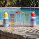 Kit de prueba de pH y cloro en agua, tester de gotas con colorímetro, caja de 15 cm, azul, para piscina, jacuzzi y agua potable 8