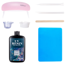 Kit de resina UV y lámpara para manualidades, resina epoxi transparente, pegamento para joyería, moldes de fundición, manualidades de bricolaje 2