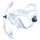 Kit de snorkeling Lunettes 16,5 x 8,8 cm avec joint en silicone et verre trempé + tuba 43 cm avec soupape d'air 2