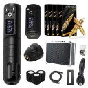 Kit de stylo de tatouage sans fil avec moteur sans noyau 2400 mAh et autres accessoires Kit complet de tatouage avec 80 pièces de cartouches de tatouage de différentes tailles pour débutants et professionnels Stylo de tatouage silencieux et puissant avec écran LED et cartouches de tatouage pour lignes et ombrage 14,8 x 3,2 cm 5
