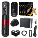 Kit de stylo de tatouage sans fil avec moteur sans noyau 2400 mAh et autres accessoires Kit complet de tatouage avec 80 pièces de cartouches de tatouage de différentes tailles pour débutants et professionnels Stylo de tatouage silencieux et puissant avec écran LED et cartouches de tatouage pour lignes et ombrage 14,8 x 3,2 cm 6