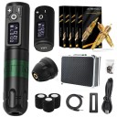 Kit de stylo de tatouage sans fil avec moteur sans noyau 2400 mAh et autres accessoires Kit complet de tatouage avec 80 pièces de cartouches de tatouage de différentes tailles pour débutants et professionnels Stylo de tatouage silencieux et puissant avec écran LED et cartouches de tatouage pour lignes et ombrage 14,8 x 3,2 cm 7