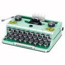 Kit máquina de escribir verde 820 piezas 21,7 x 13,2 x 7,3 cm Réplica mecánica Decoración retro Modelo de coleccionista Puzzle creativo 1