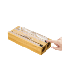 Kitchen Foil Dispenser with Bamboo Box Food Wrap Cutter Bag and Pouch Holder Kitchen Organiser 2 Rolls 3
