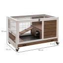 Klec pro králíky a morčata se dvěma úrovněmi a rampou 90 x 53 x 59 cm Otevíratelná střecha a dvířka se zámkem Odnímatelný podnos Hnědobílá 2