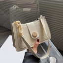 Kleine Damenhandtasche aus Kunstleder mit Krokodilprägung auf der Vorderseite Riemen mit Knopf Kettenglieder an der Schulter 20 x 14 x 5,5 cm 2