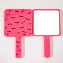 Kleurrijke handspiegel met vierkant oppervlak, hoge definitie spiegel met plastic handvat, make-up- en wimperstool 4