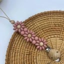 Klip de sucette en silicone avec motif floral Perles en silicone et pince en bois Anneau de dentition et chaîne de sucette pour bébés 8
