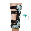 Knæortose til højre ben med justerbart bevægelsesområde ROM universel størrelse metal konstruktion grøn-sort postoperativ støtte til knæet 6