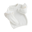Knitted Baby Sweater with Ruffles for Newborns Cotton and Acrylic Long Sleeve Plain Loose Top with Round Neck O-neck for Girls and Boys 14