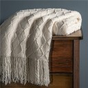Knitted Blanket with Fringes 130 x 200 cm 1
