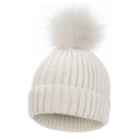 Knitted Children's Hat 1-3 Years Circumference up to 60 cm Ribbed Stretchy Large Pom-Pom Polyester Winter Hat for Toddlers 7