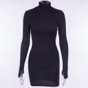 Knitted Dress with a Stand-Up Collar 5