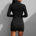 Knitted Dress with a Stand-Up Collar 7