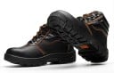 Knöchel-Sicherheitsstiefel mit Stahlkappe Wasserdichte Arbeitsstiefel aus PU-Leder Rutschfeste Sohle Schwarz mit orangefarbener Naht 6