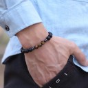 Kő karkötő 19,5 cm 8 mm gyöngy fekete onyx hematit kinézetű és színes kő rugalmas unisex karkötő 2