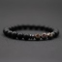 Kő karkötő 19,5 cm 8 mm gyöngy fekete onyx hematit kinézetű és színes kő rugalmas unisex karkötő 11