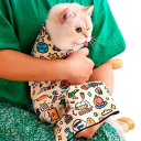 Kočičí zavinovačka ochranná proti škrábání 45×45 cm tkaná látka a mikrovlákno samolepicí fixace pro ošetření a péči o kočky 2